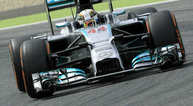 La Mercedes W05 di Lewis Hamilton a Barcellona