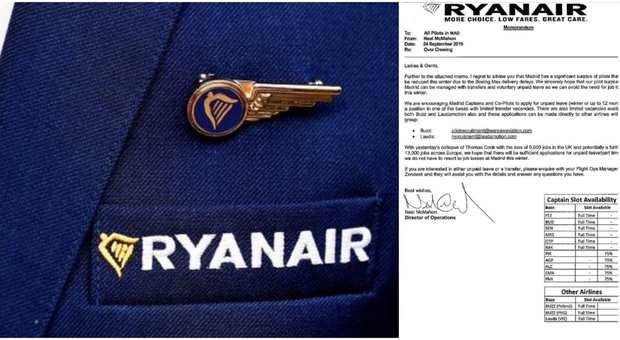 Ryanair come Thomas Cook? La lettera ai piloti: «Prendete un congedo non retribuito, o perderete il lavoro»