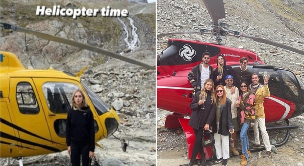 Chiara Ferragni, aperitivo in elicottero sul ghiacciaio. I fan: «Turismo cafone e capricci sfrenati»