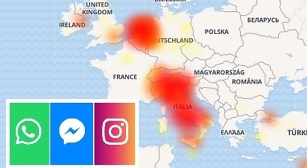 WhatsApp, Instagram e Facebook down dalle 12: Roma e Milano tra le città più colpite