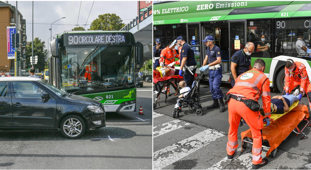 Milano, filobus 90 si scontra con un'auto passata col rosso: una decina i feriti