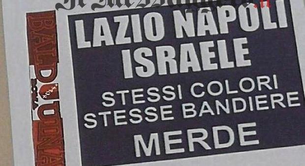 Manifesti antisemiti di ultrà Roma: «Lazio Napoli Israele stessi colori»