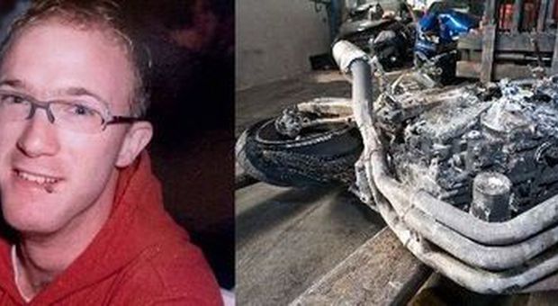 Mario Schiavon e la moto bruciata