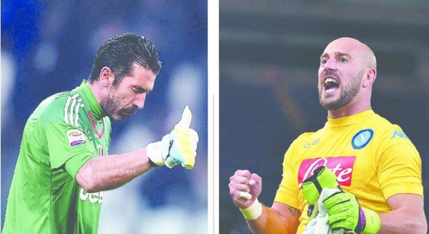 Juve-Napoli, Buffon-Reina: le mani sul primo posto