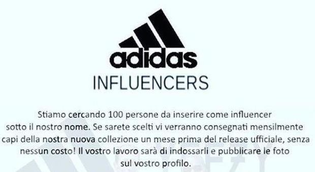 «Adidas cerca influencer, bastano 200 follower»: la bufala diventa virale sui social