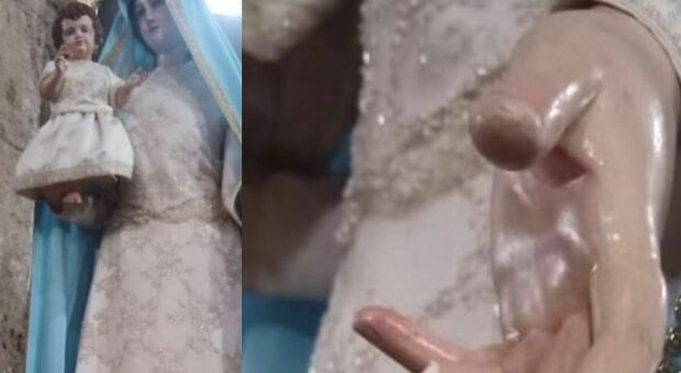 Aquino, entra in chiesa e spazza la falange di un dito alla statua della Madonna della Libera: subito identificato