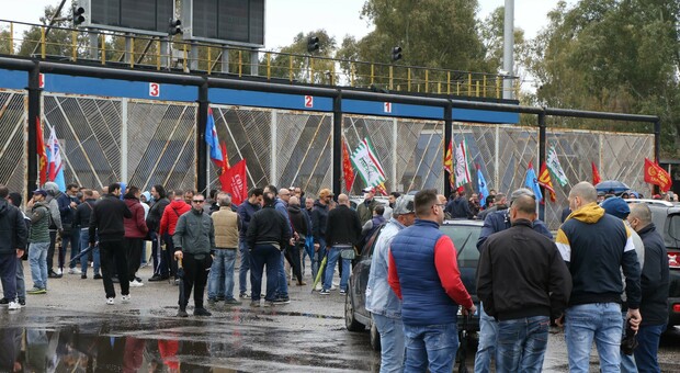 Una protesta dei lavoratori ex Ilva