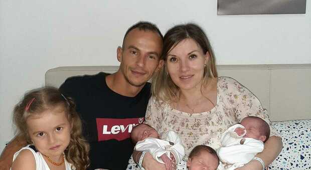 Tre gemellini nati all’ospedale, due maschietti e una femminuccia. Cristian, Nicolas e Mia Olivia pesano intorno ai due chili