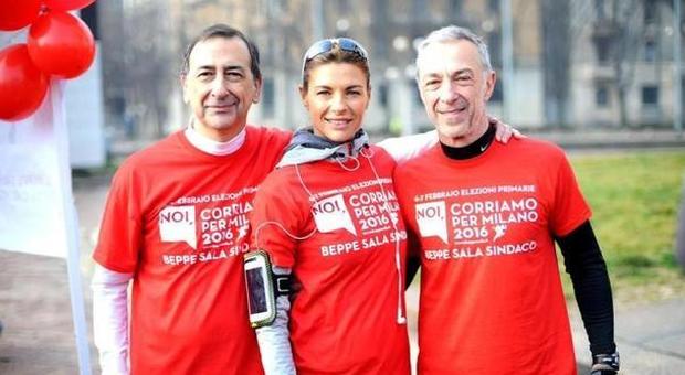 Primarie, Sala va di corsa: domenica da runner con Linus e Martina Colombari -Guarda