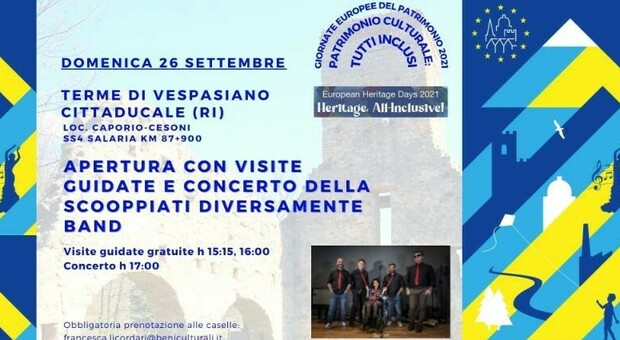 Domenica 26 settembre apertura delle Terme di Vespasiano con concerto per le Gep