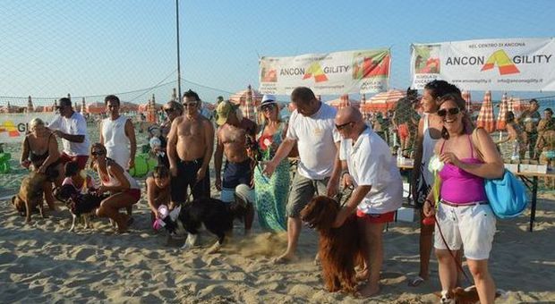 Ancona, cani in spiaggia sfilata a Palombina