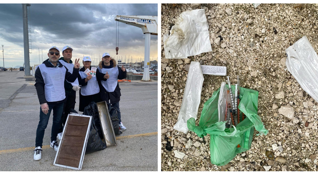 Volontari ripuliscono il porto di Senigallia e trovano diverse di sirighe usate