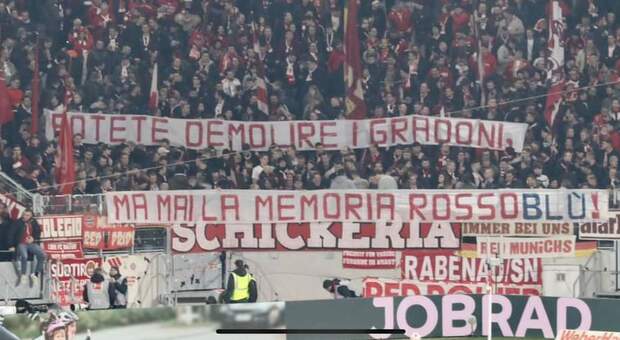San Benedetto, protesta per il Ballarin anche in Bundesliga, i tifosi del Bayern Monaco: «Potete demolire i gradoni, ma mai la memoria rossoblu»
