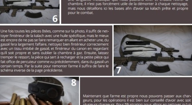 La sezione della guida di Isis in lingua francese che spiega come utilizzare gli Ak47