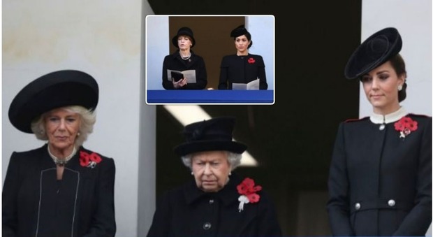 Meghan Markle, lite con la regina? Alla cerimonia si affaccia da un balcone diverso da quello di Kate, Camilla e Sua Maestà