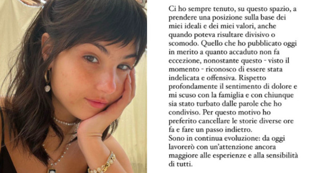 Giorgia Soleri, dopo l'insulto a Berlusconi le scuse su Instagram: «Riconosco di essere stata indelicata, ma...»