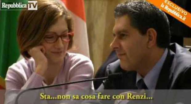 L'immagine dal video di Repubblica del colloquio privato tra la Gelmini e Toti