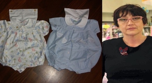 Anna Facchini e alcuni vestiti per neonati