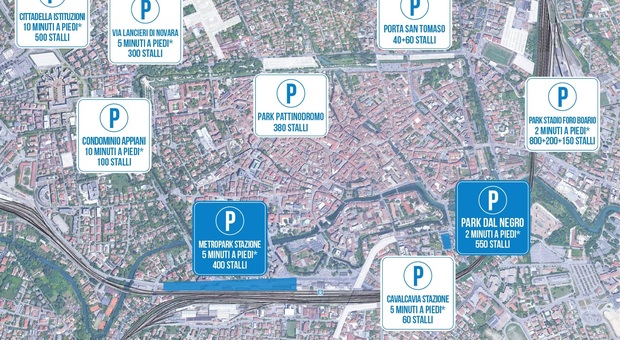 La mappa dei parcheggi