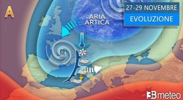 Meteo, le previsioni in Veneto e Fvg. Arriva il fronte artico: temperature giù e pioggia da giovedì 30 novembre