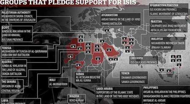 Isis, la mappa del terrore: ecco tutti gli affiliati che hanno giurato fedeltà al Califfato
