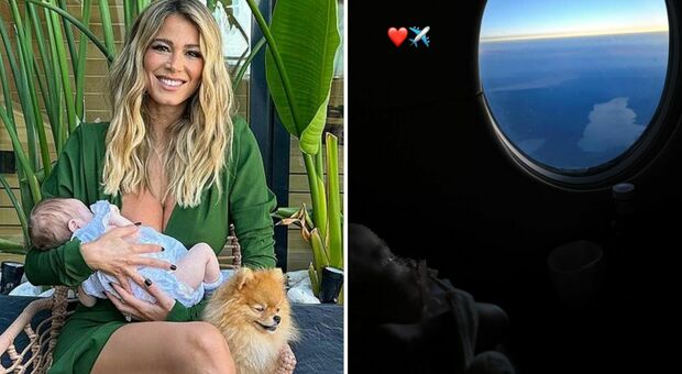 Diletta Leotta, primo viaggio in aereo per Aria: «Vanno a trovare papà Lori Karius»