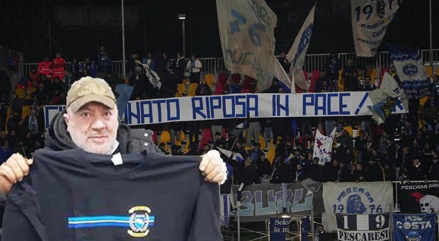 Pescara, morto il super tifoso Donato Di Vincenzo. Lo striscione: «Addio Donato carro armato»