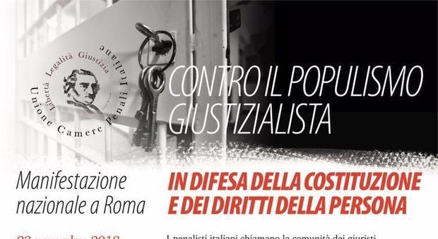 Unione Camere Penali Italiane, manifestazione «in difesa della Costituzione e dei diritti della persona»