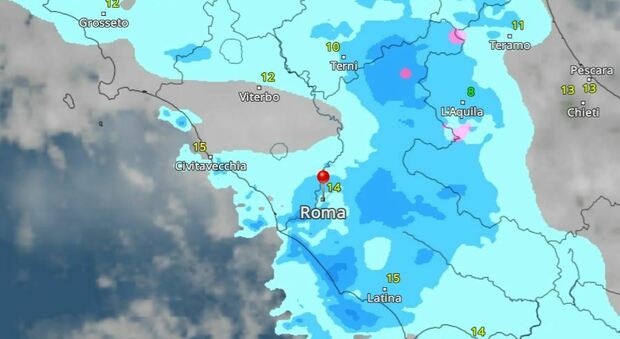 Maltempo in arrivo a Roma, rischio piogge «consistenti». Dove e quando, le previsioni di oggi e domani