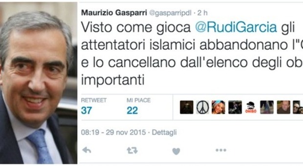 Gasparri contro Garcia su Twitter: "Fa scappare persino l'Isis"