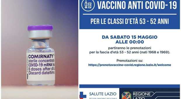 Vaccini Lazio, da stasera le prenotazione per 52-53 anni: quando connettersi al portale per trovare Pfizer