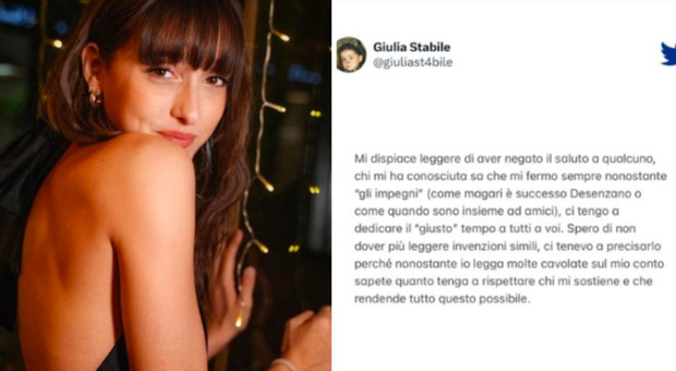 Giulia Stabile e lo sfogo social: «Mi dispiace leggere certe cose, io tengo a ognuno di voi»