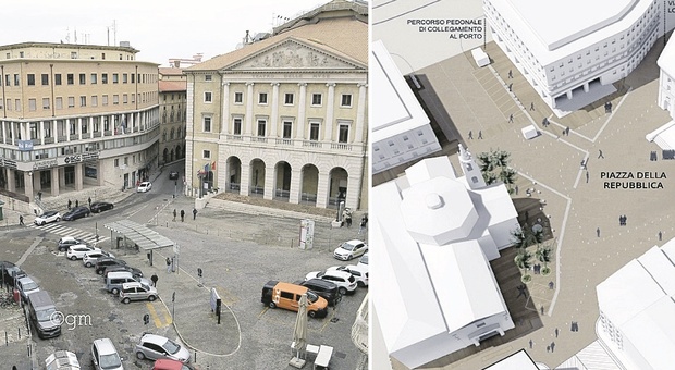 Ancona, piazza delle Muse si rifà il look, il progetto sul tavolo di Silvetti: «Pedonale con vista porto»