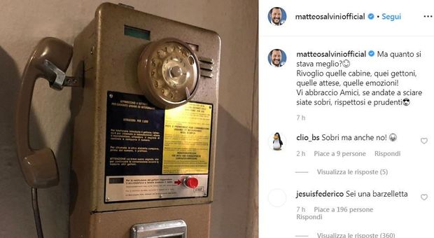 Salvini amarcord i gettoni del telefono: «Che emozioni quelle attese»