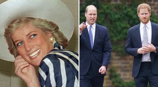 Lady Diana con i figli Harry e William