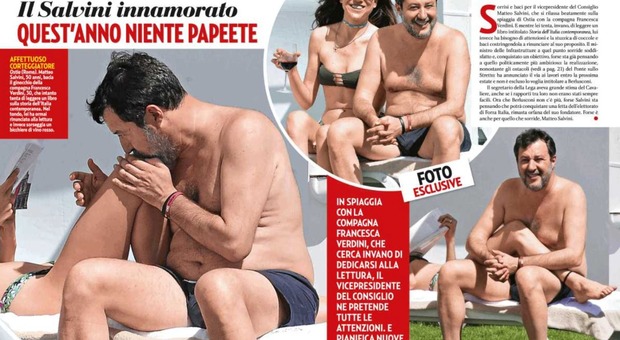 Matteo Salvini paparazzato a Ostia mentre bacia la fidanzata Francesca Verdini