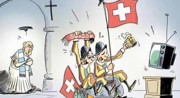 Derby in Vaticano: Papa contro Guardie Svizzere La vignetta sul Twitter della Santa Sede