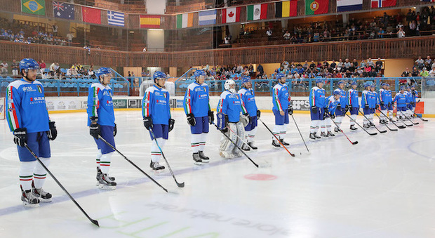 La Nazionale di hockey ghiaccio all'Olimpico (Foto Da Rin)