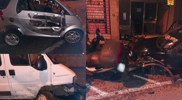 Ubriaco al volante fa strage di veicoli in sosta: ne distrugge dodici