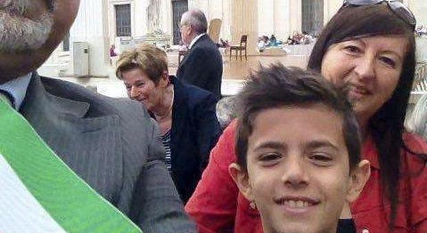 Sebastiano Fortin e la mamma in Vaticano