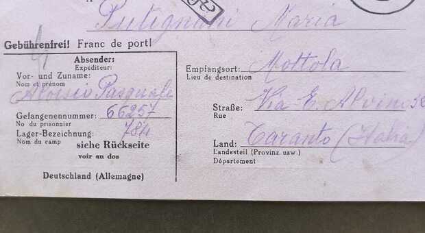 Lettera del 1943 dal campo nazista alla moglie in Puglia arriva 80 anni dopo: «Cara Maria, sto bene»