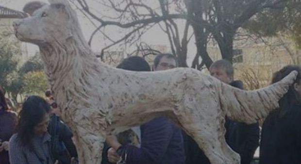 Roma, ecco la statua del cane Angelo: «Vittima indifesa della crudeltà»