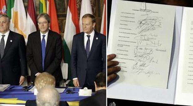 Trattati, firmato da tutti i 27 il Documento di Roma: "Unione una e indivisibile"