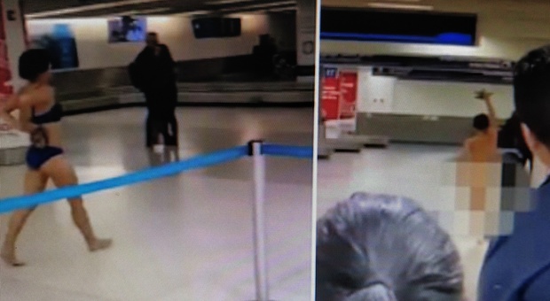 Choc all'aeroporto: passeggera si spoglia e passeggia nuda al terminale VIDEO