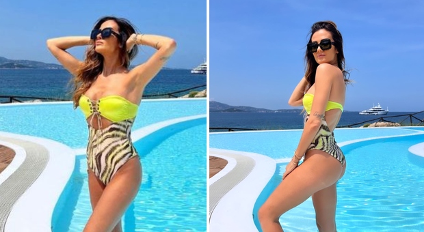 Giorgia Palmas, il bikini fluo leopardato fa impazzire i fan: «Non potevo resistere al richiamo del sole»