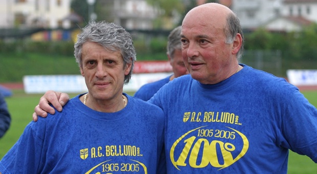 Vincenzo "Cencio" Da Rold, a destra, insieme all'ex presidente del BellunoPonte Pavanello, in una foto del 2006