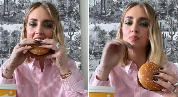 Chiara Ferragni si gusta un panino del McDonalds con tanto di patatine: l'influencer non bada alla dieta