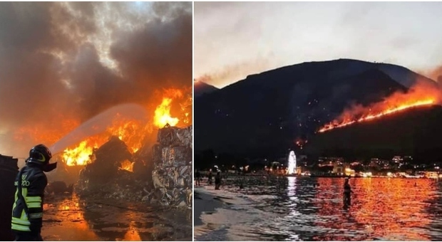Incendio Palermo, in fiamme le colline intorno alla città. A fuoco una discarica, rischio nube tossica: «Non uscite di casa»