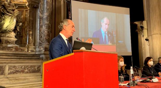 Il presidente del Veneto Luca Zaia alla presentazione della mostra "Tutto andrà bene"