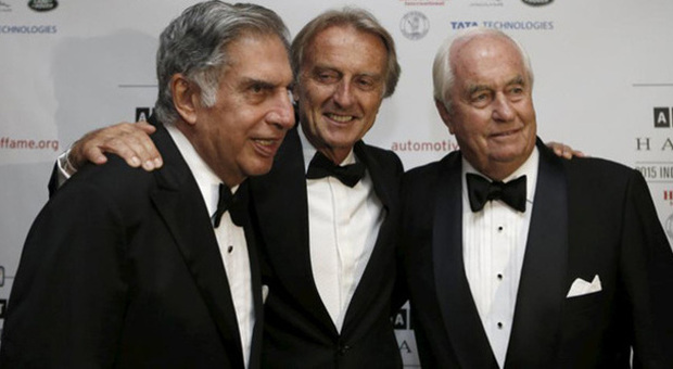 Da sinistra: Tata, Montezemolo e Penske entrati nella Hall of Fame Automotive di Detroit